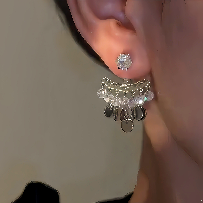 14K Gold-plated Luxury Diamond Bead Tassel Earrings
