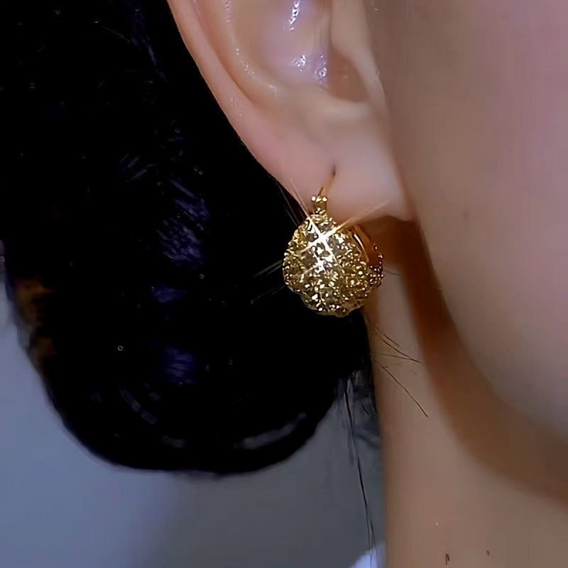 14K Gold-plated Luxury Diamond Drop Earrings