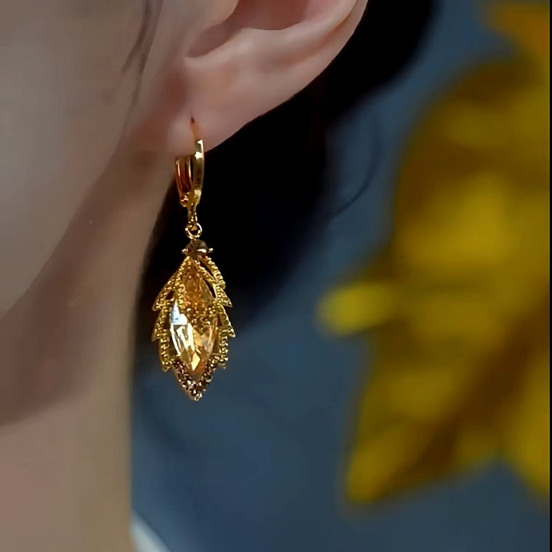14K Gold-plated Luxury Jade Crystal Earrings