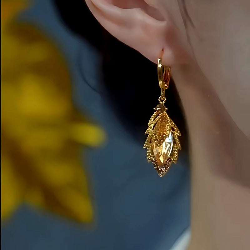 14K Gold-plated Luxury Jade Crystal Earrings