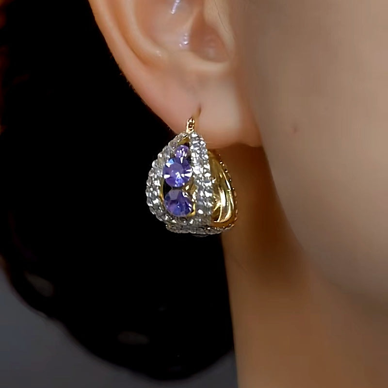 14K Gold-plated Luxury Purple Zircon Earrings