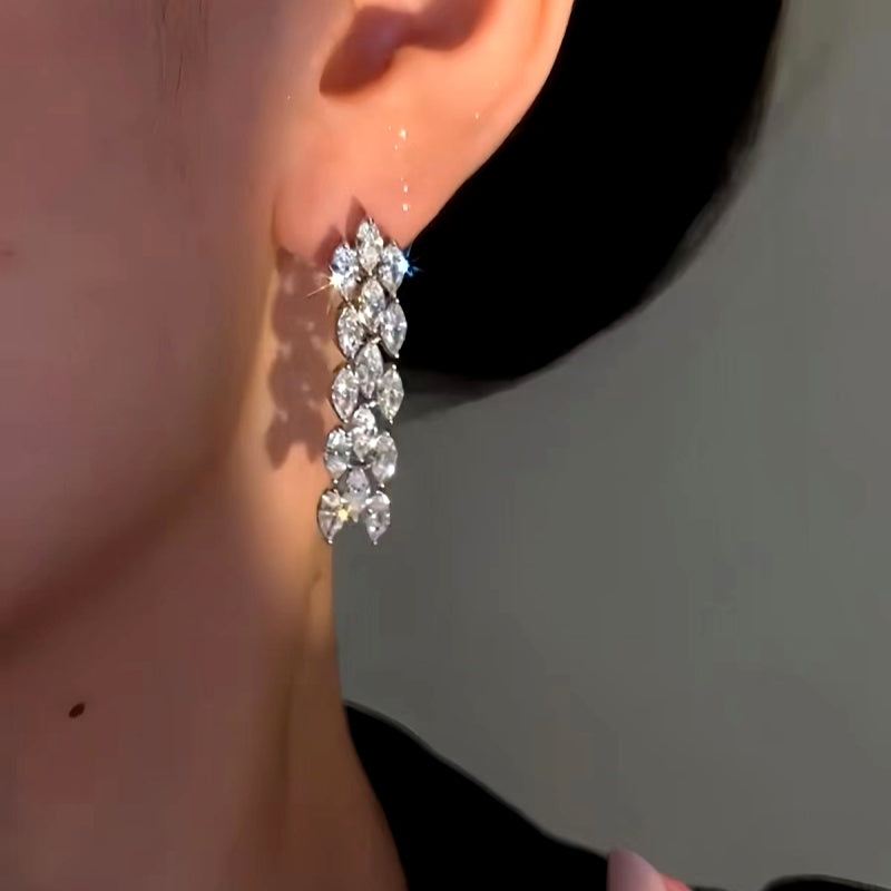 14K Gold-plated Luxury Simple Zircon Tassel Earrings