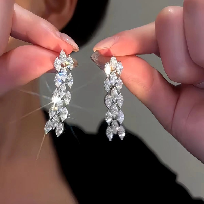 14K Gold-plated Luxury Simple Zircon Tassel Earrings