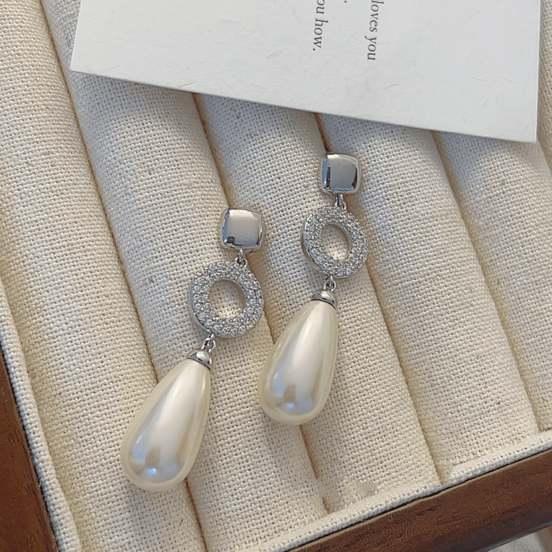 14K Gold-plated Luxury Zircon Pearl Earrings