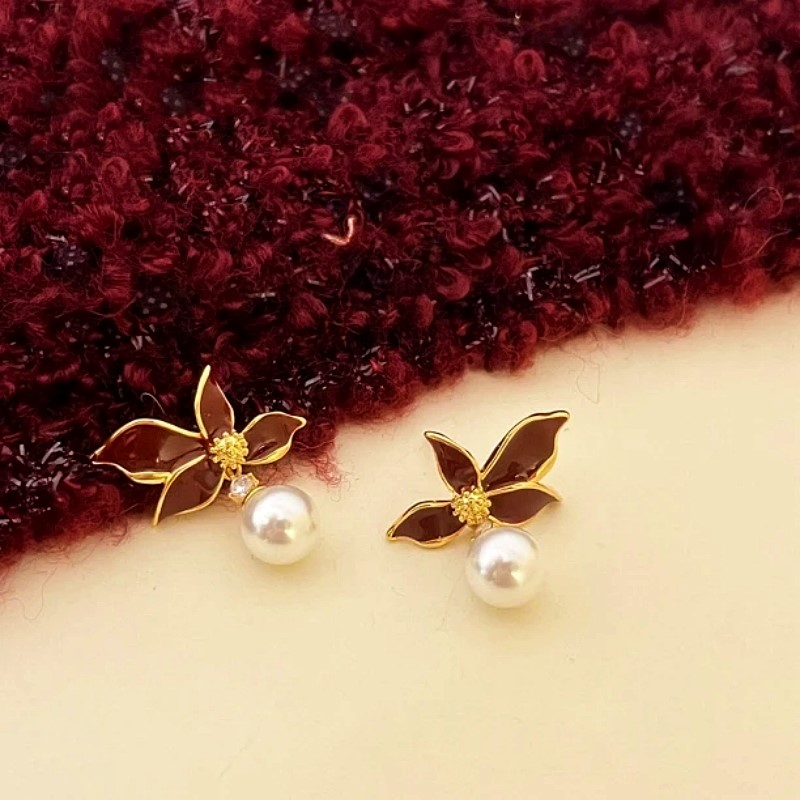 14K Gold-plated Maple Leaf Bead Earrings