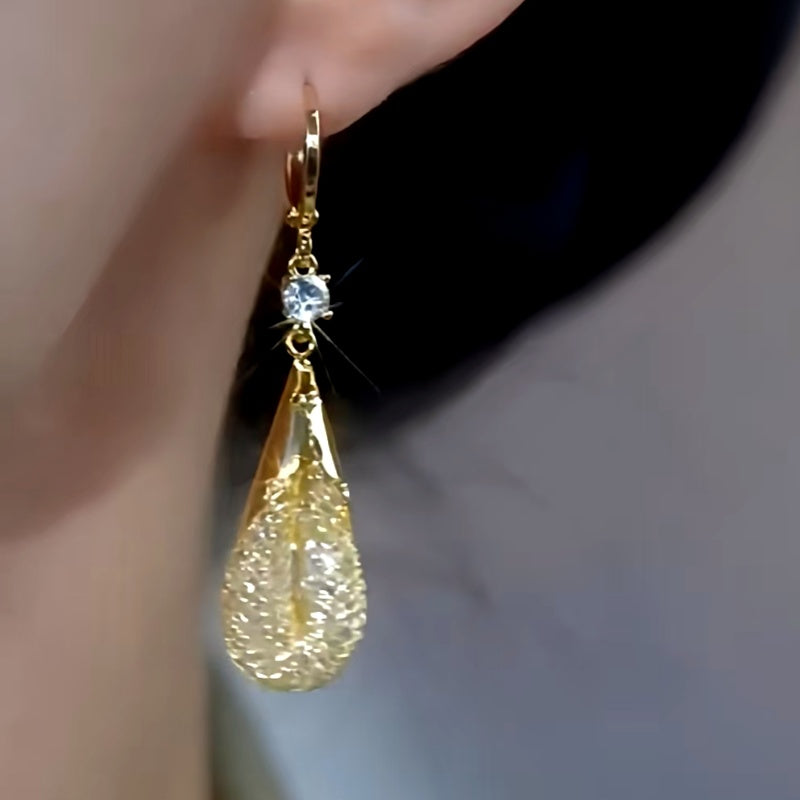 14K Gold-plated Mesh Water Drop Earrings