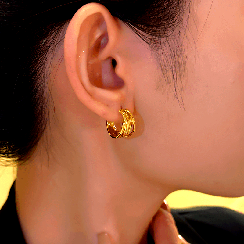 14K Gold-plated Multi-Layer Hopp Earrings