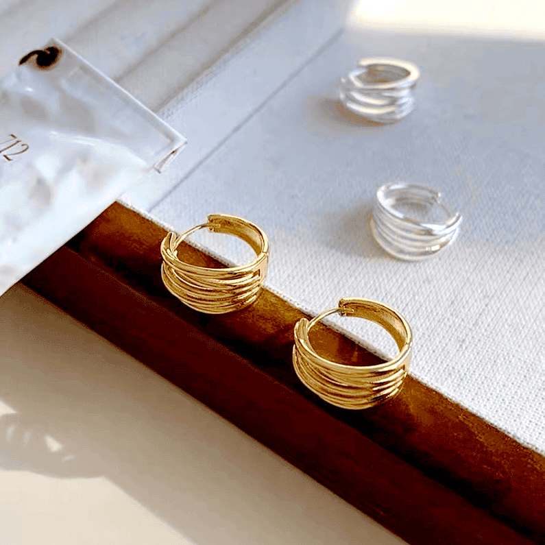14K Gold-plated Multi-Layer Hopp Earrings