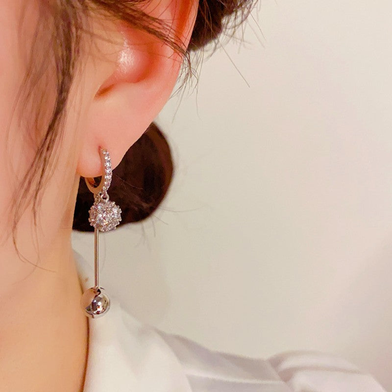 14K Gold-plated Niche Design Zircon Ball Earrings