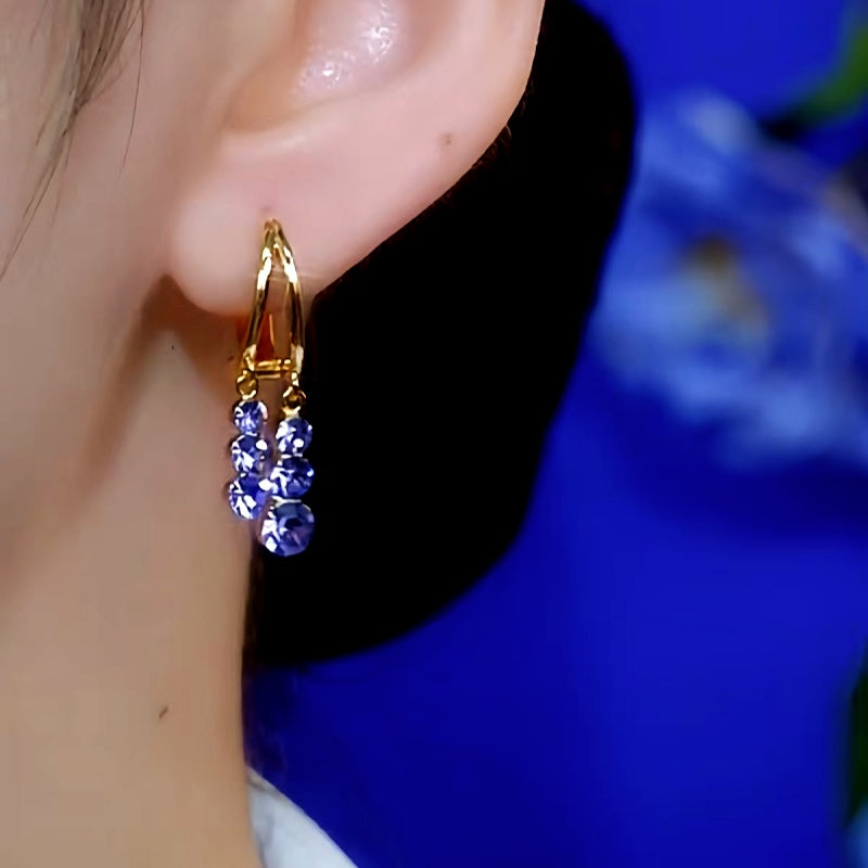 14K Gold-plated Purple Rhinestone Earrings
