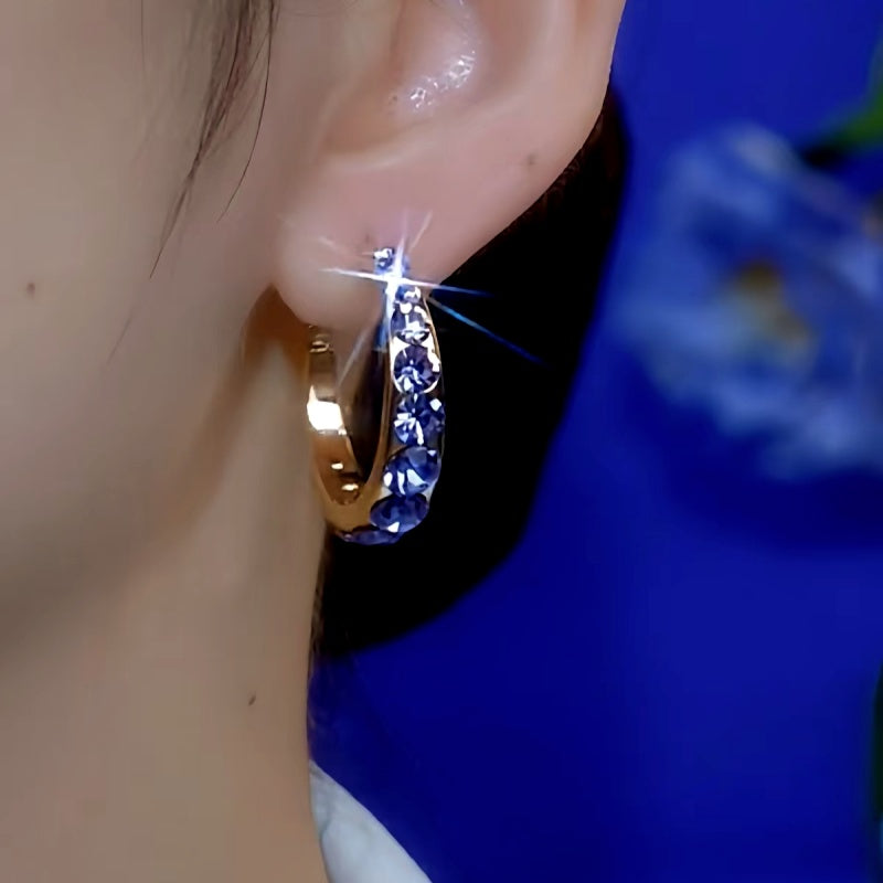 14K Gold-plated Purple Zircon Hoop Earrings