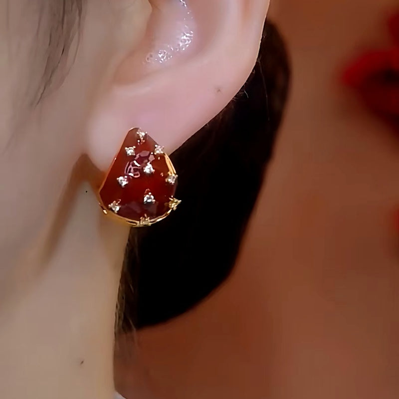 14K Gold-plated Red Strawberry Earrings
