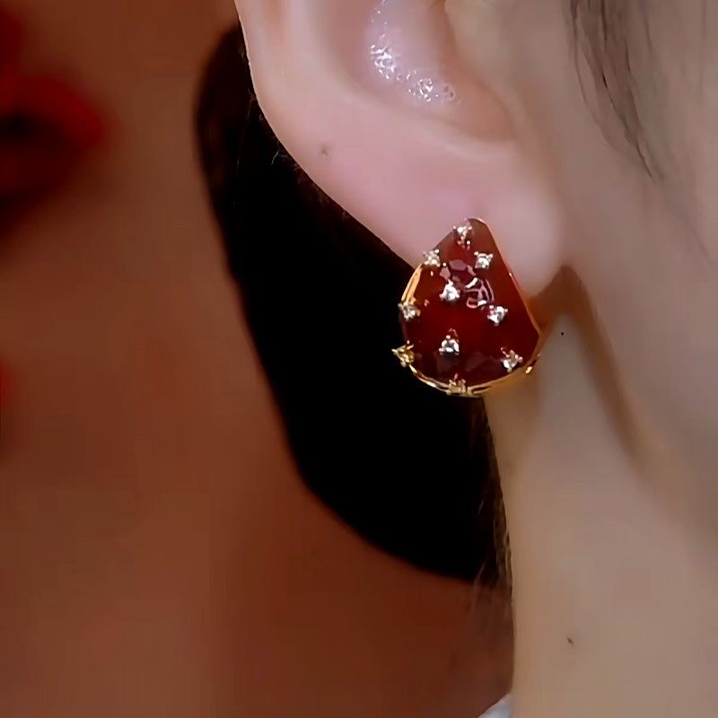14K Gold-plated Red Strawberry Earrings
