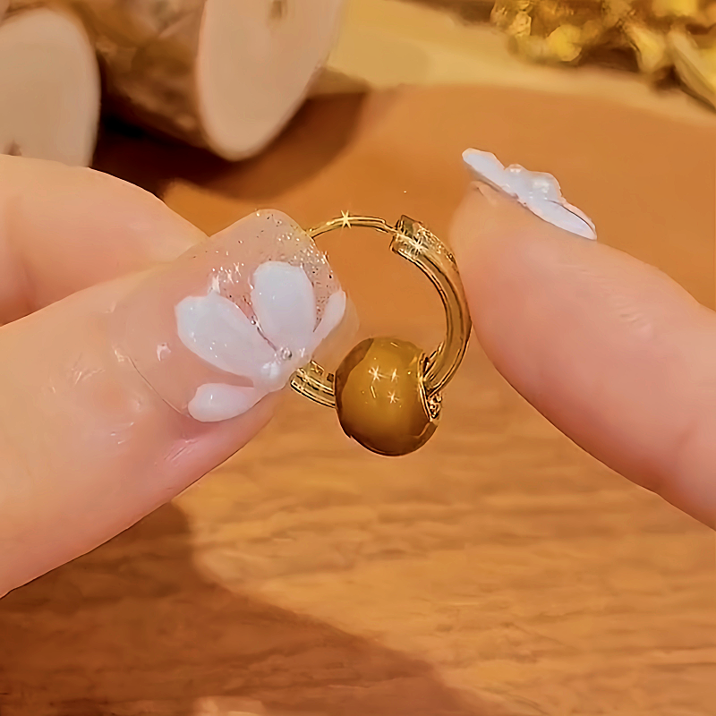 14K Gold-plated Red Zircon Hoop Earrings