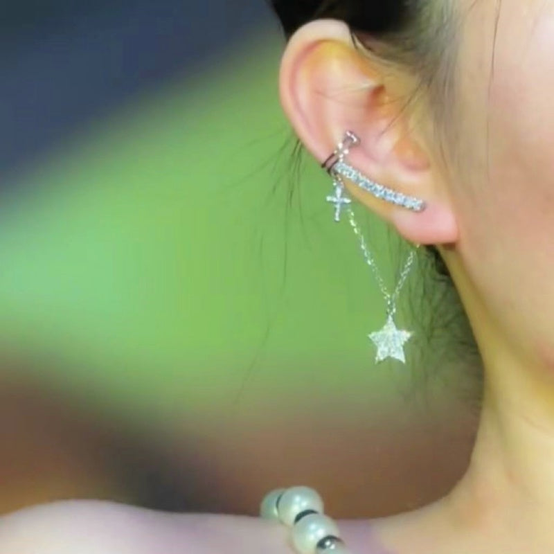 14K Gold-plated Star Bone Clip Earrings