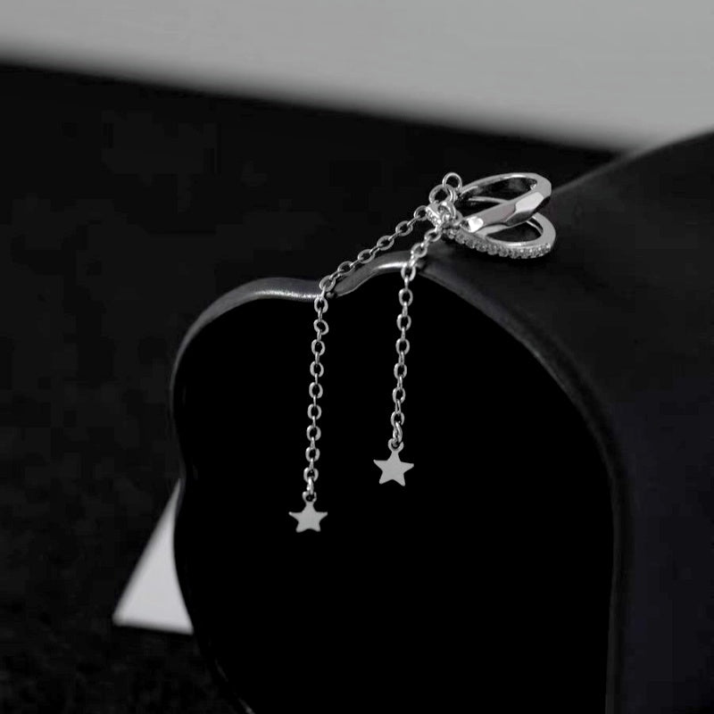 14K Gold-plated Star Chain Tassel Ear clips ( 1 PCS )