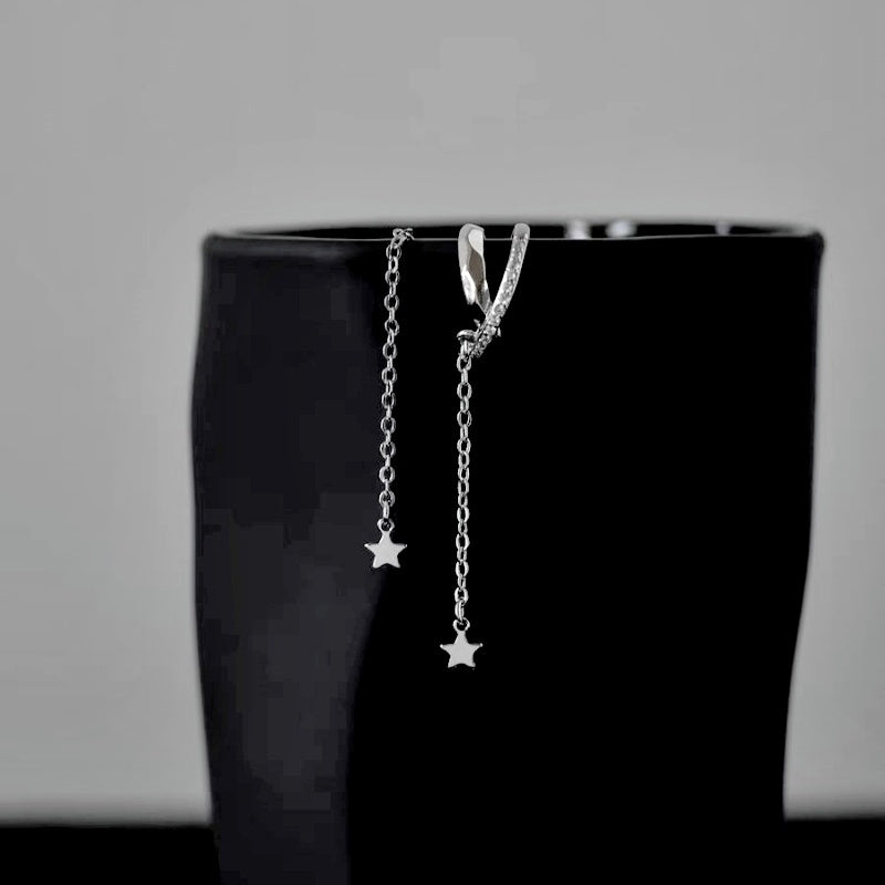 14K Gold-plated Star Chain Tassel Ear clips ( 1 PCS )
