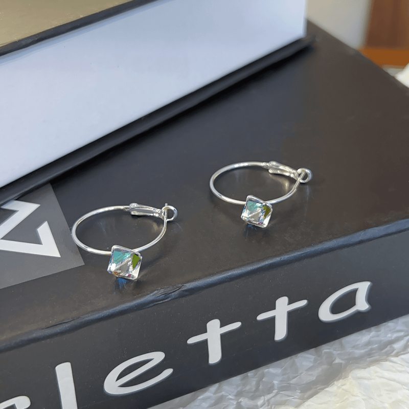 14K Gold-plated Sugar Cube Hoop Earrings