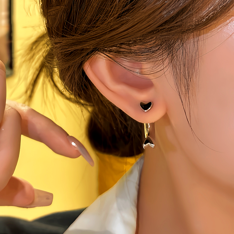 14K Gold-plated Two-Piece Heart Earrings