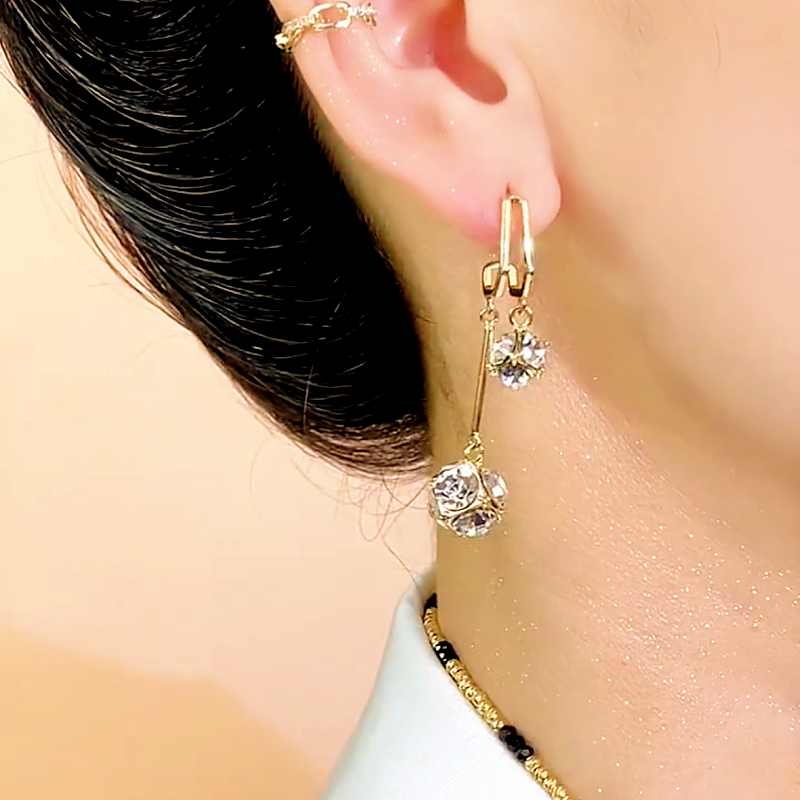 14K Gold-plated Zircon Ball Earrings