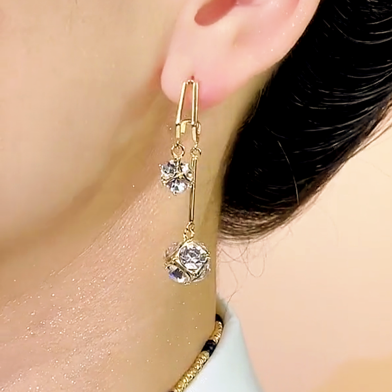 14K Gold-plated Zircon Ball Earrings