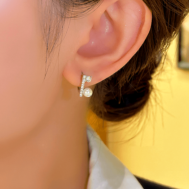 14K Gold-plated Zircon Bead Earrings