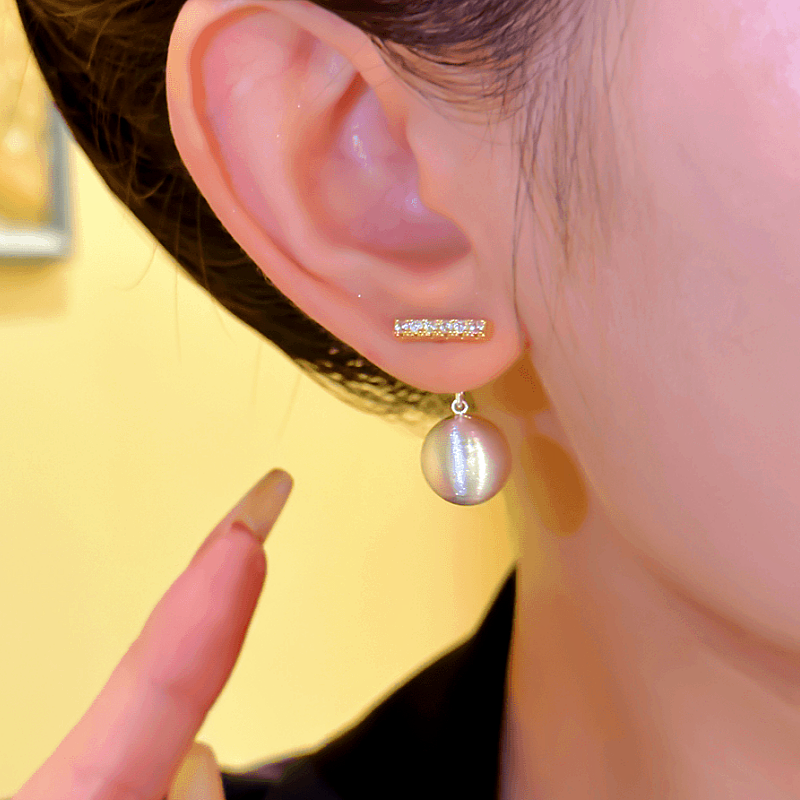 14K Gold-plated Zircon Brushed Earrings