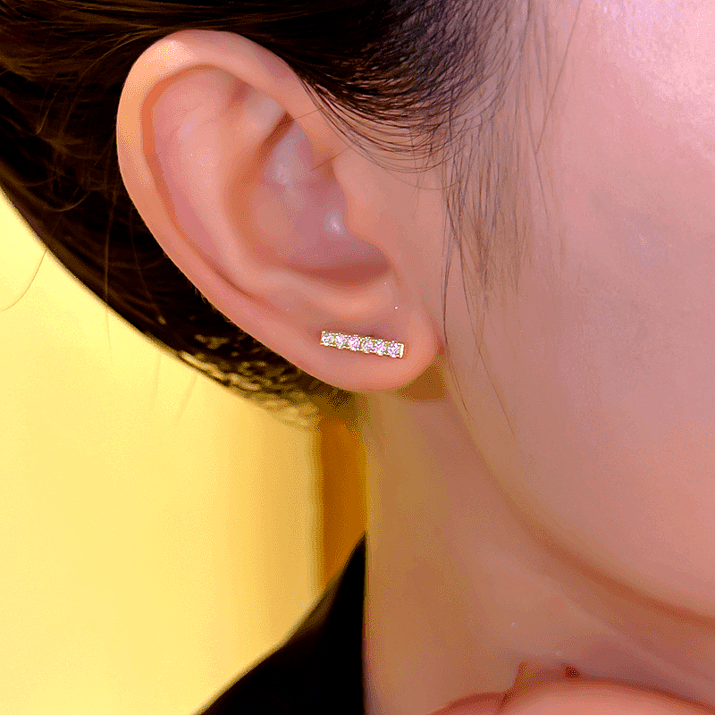 14K Gold-plated Zircon Brushed Earrings