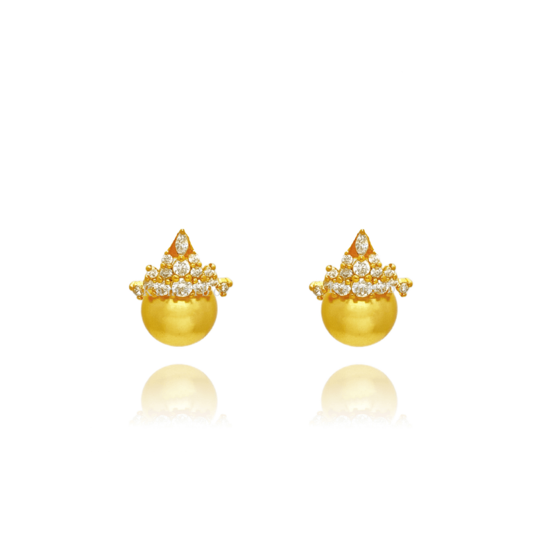 14K Gold-plated Zircon Crown Stud Earrings
