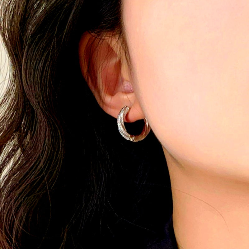 14K Gold-plated Zircon Daimond Hoop Earrings
