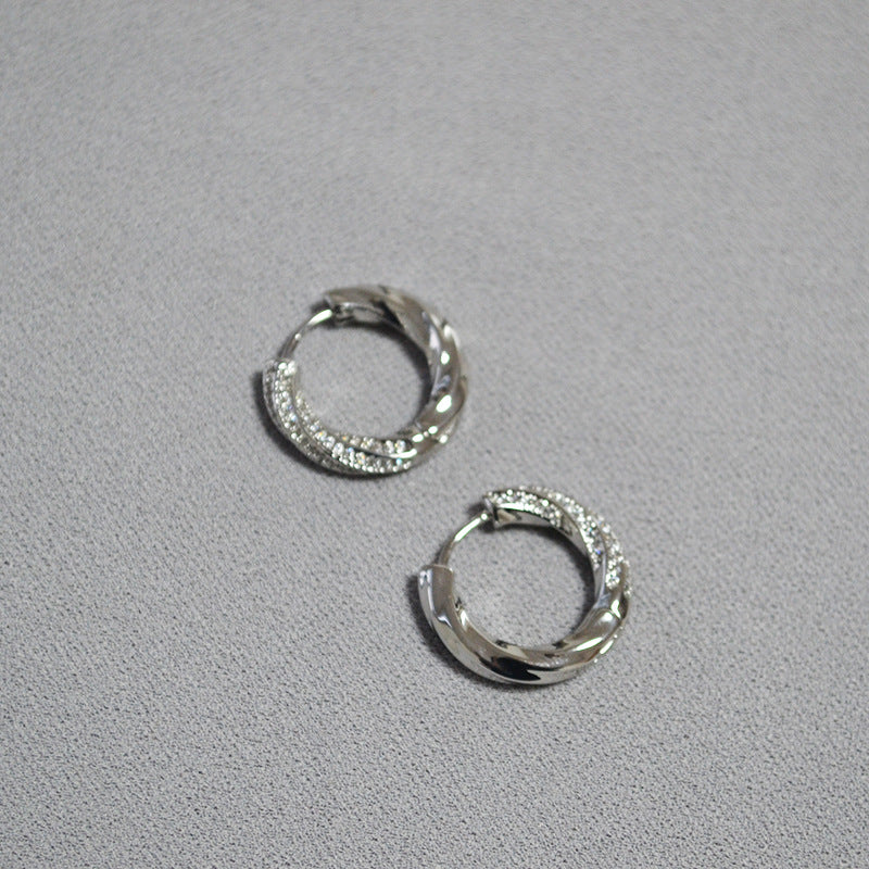 14K Gold-plated Zircon Daimond Hoop Earrings