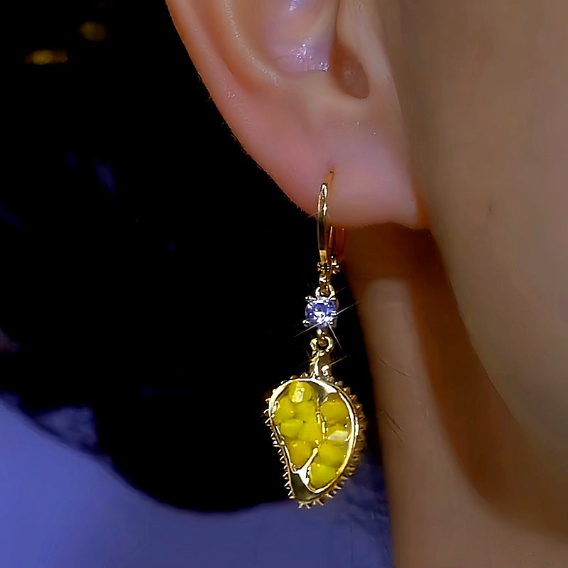 14K Gold-plated Zircon Durian Earrings