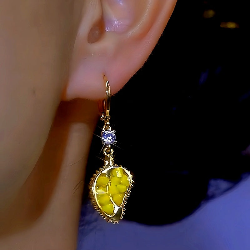 14K Gold-plated Zircon Durian Earrings