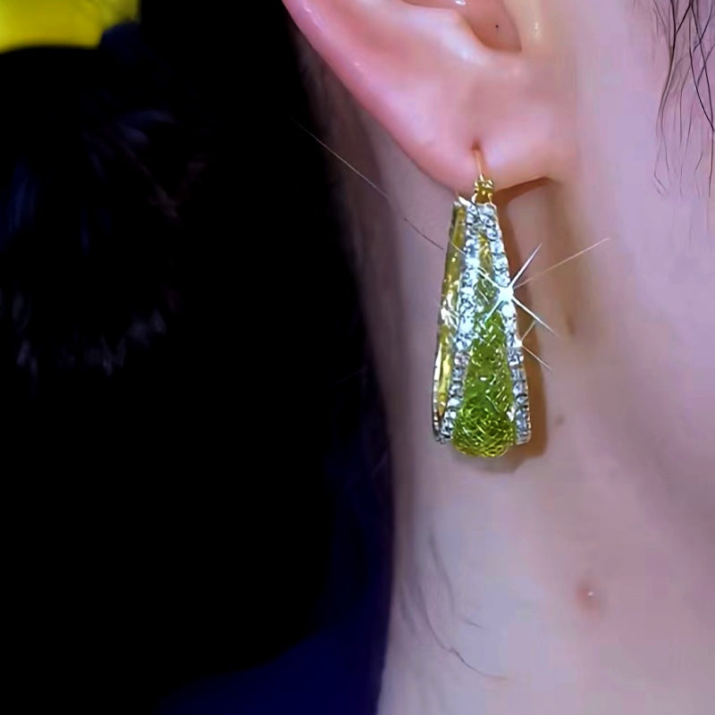 14K Gold-plated Zircon Geometric Round Earrings