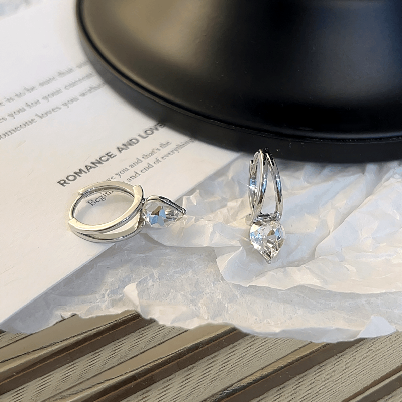 14K Gold-plated Zircon Heart-Design Small Hoop Earrings