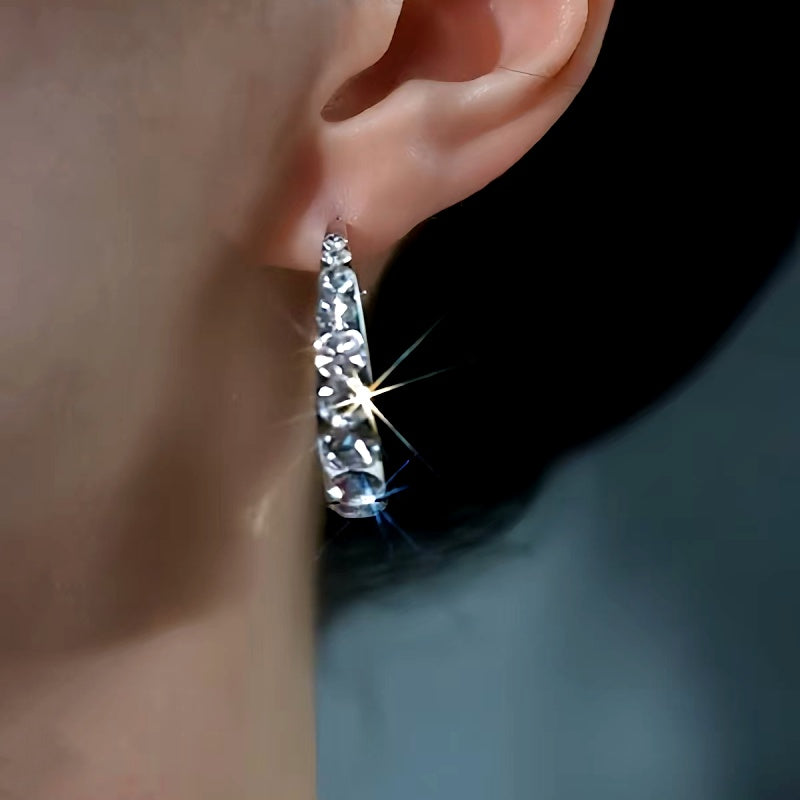 14K Gold-plated Zircon Hoop Earrings
