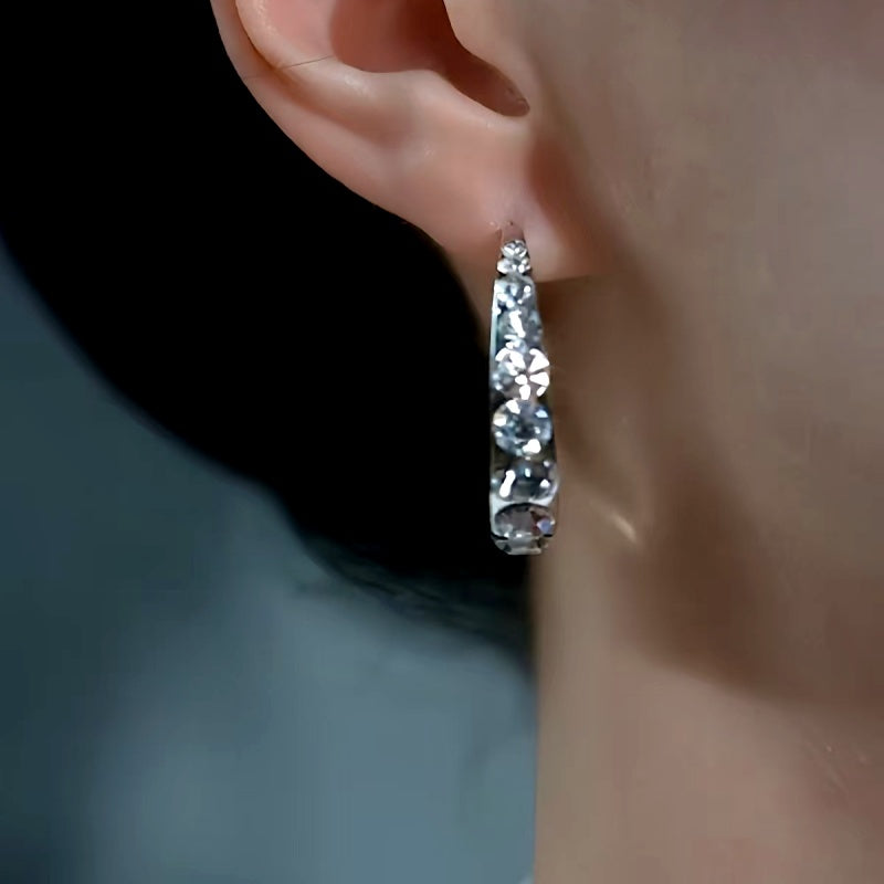 14K Gold-plated Zircon Hoop Earrings