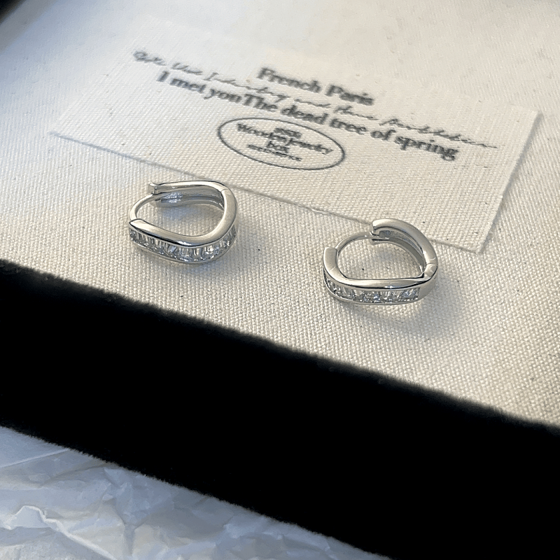 14K Gold-plated Zircon Small Wavy Hoop Earrings