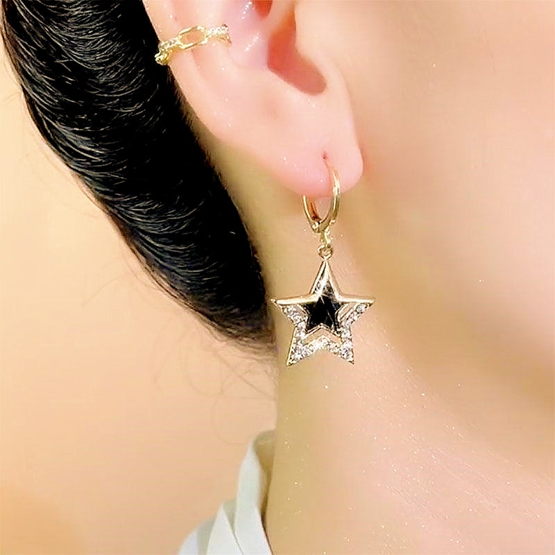 14K Gold-plated Zircon Star Earrings