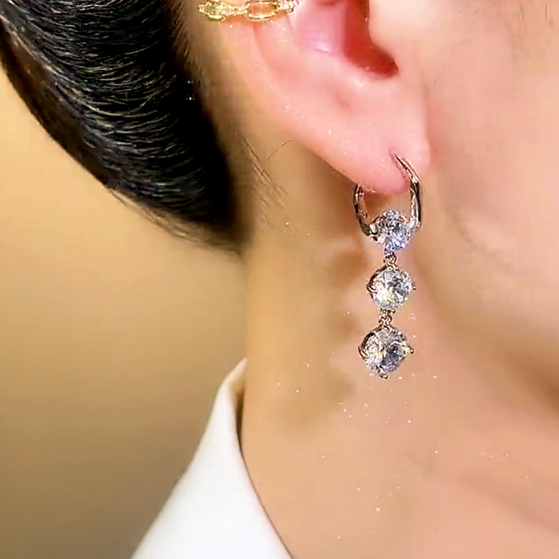 14K Gold-plated Zircon Tassel Earrings