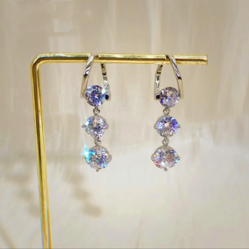 14K Gold-plated Zircon Tassel Earrings