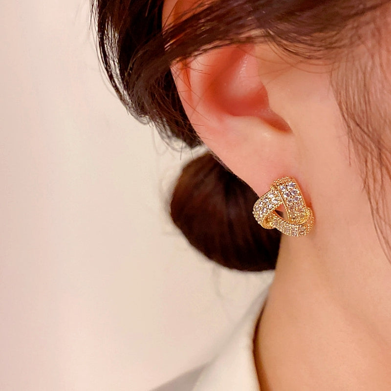 14K Gold-plated Zircon Triangle Stud Earrings
