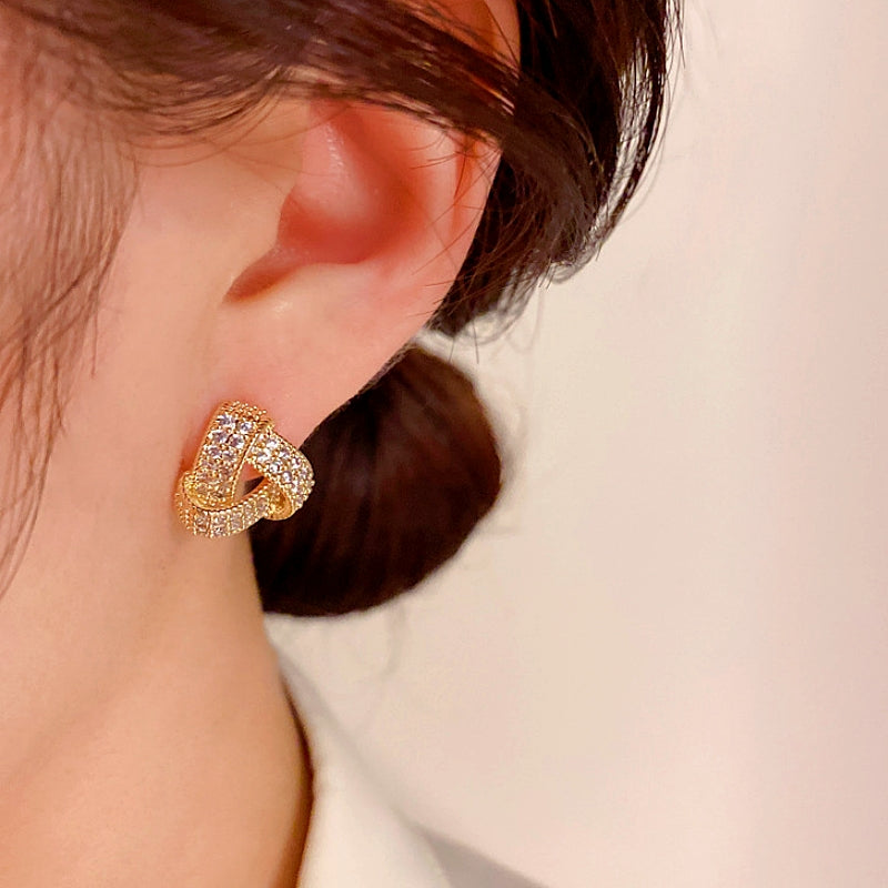 14K Gold-plated Zircon Triangle Stud Earrings