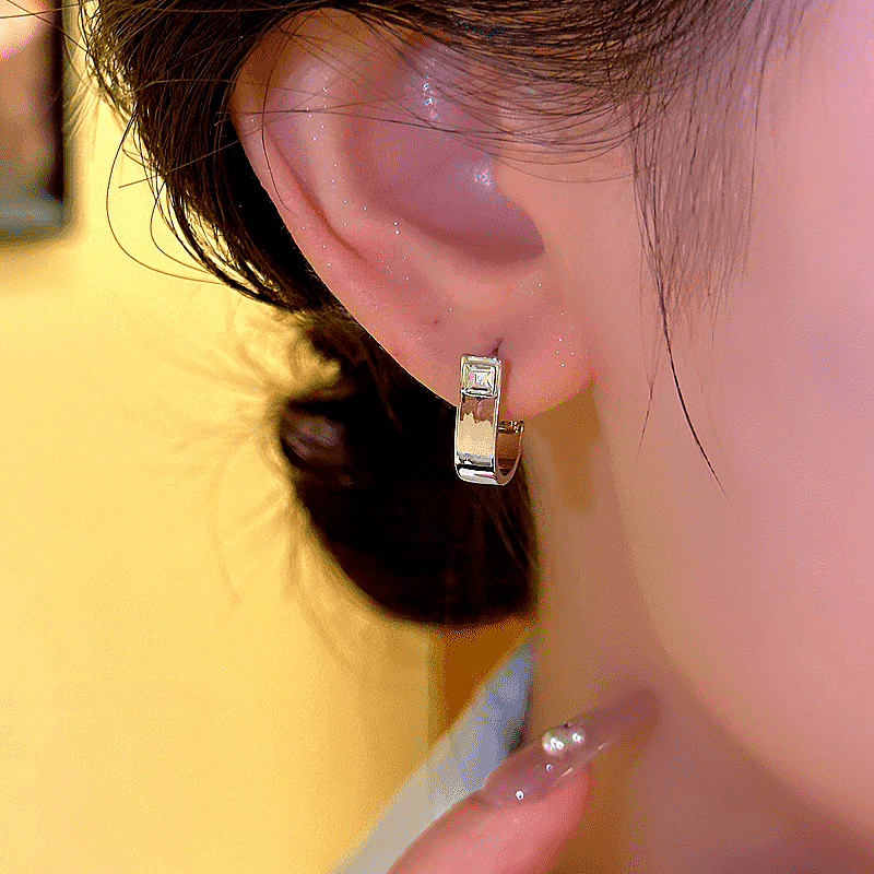 14K Gold-plated Zircon U-Shaped Earrings