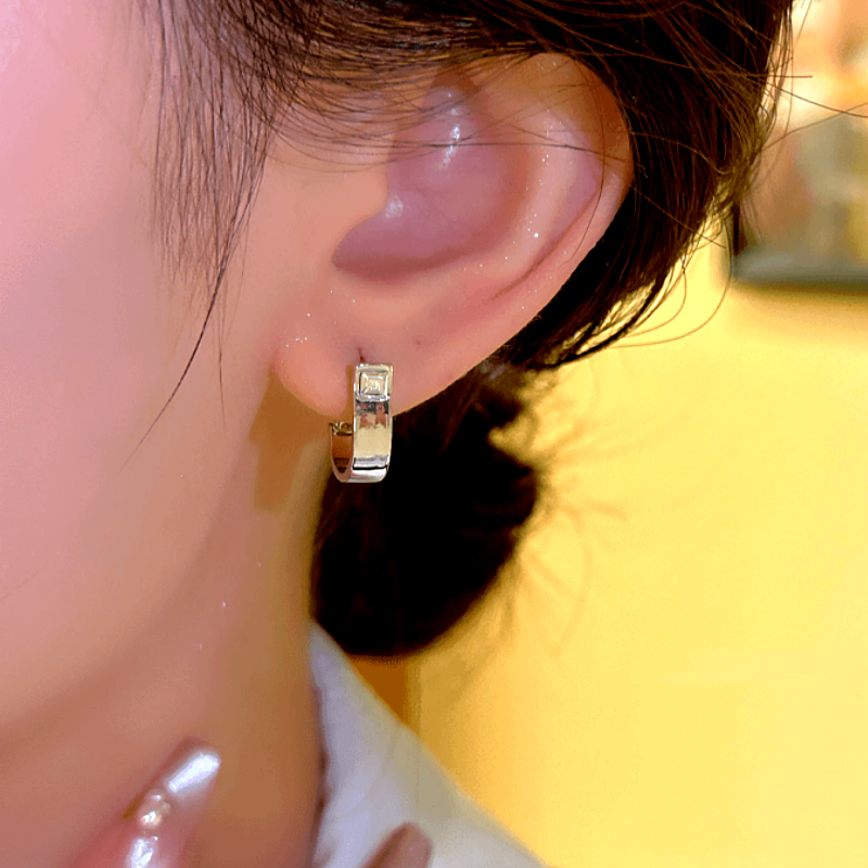 14K Gold-plated Zircon U-Shaped Earrings