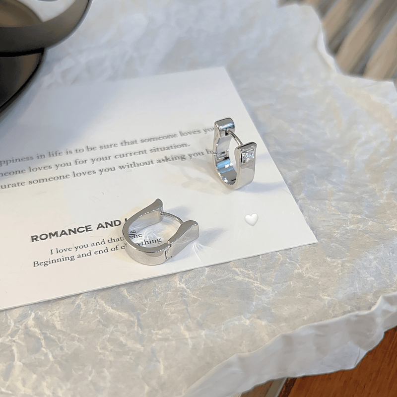 14K Gold-plated Zircon U-Shaped Earrings