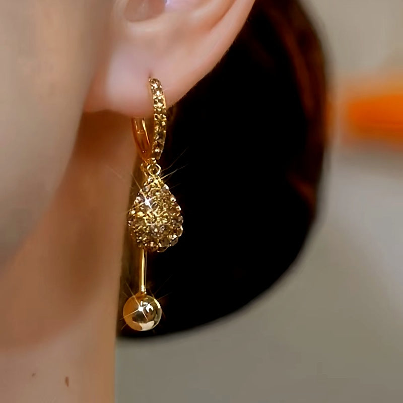 14K Gold-plated Zircon Water Drop Earrings
