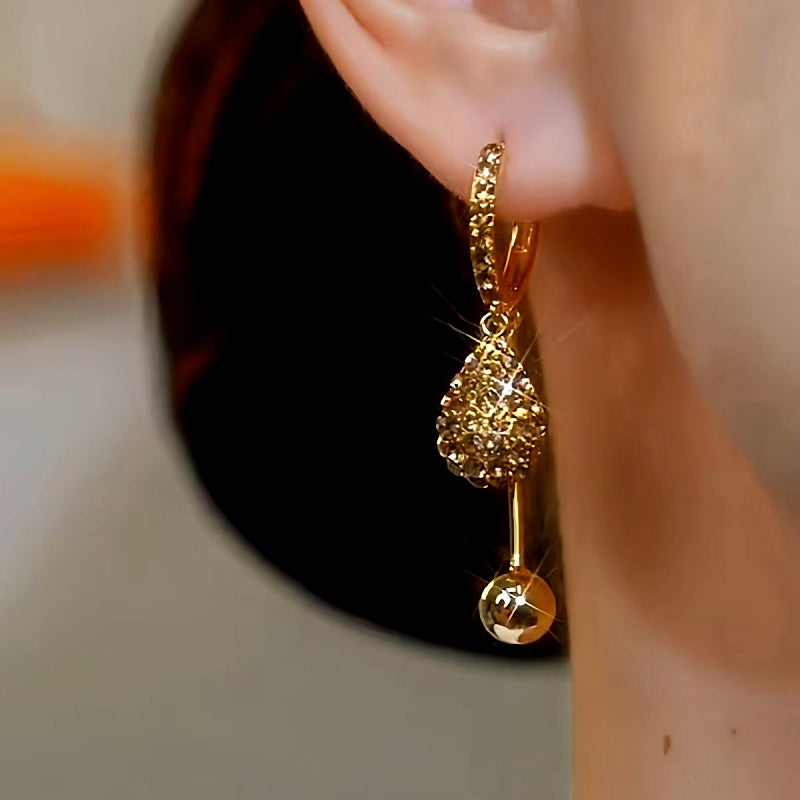14K Gold-plated Zircon Water Drop Earrings