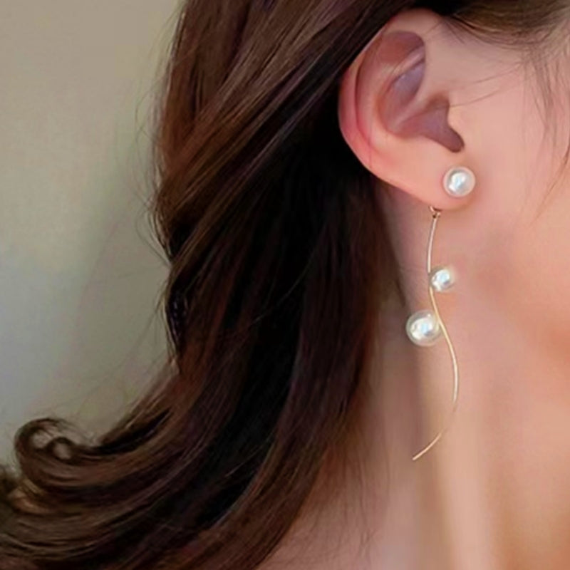 14K Gold-plated Artificial Pearl Earrings