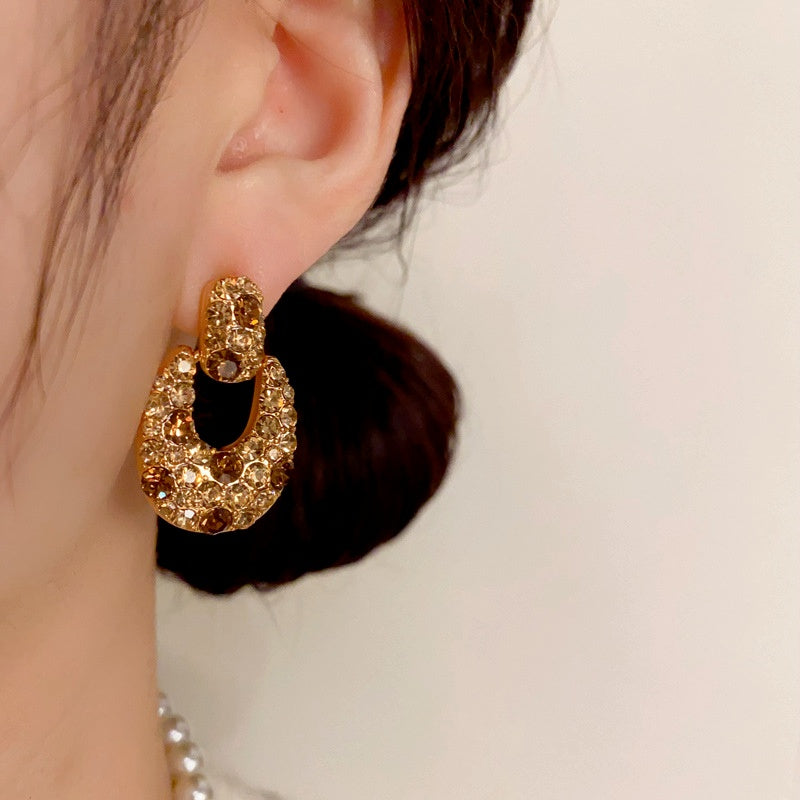 14K Gold Plated Brown Diamond Earrings